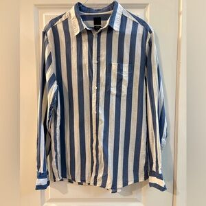 H&M Men’s Linen Striped Button Down Shirt
